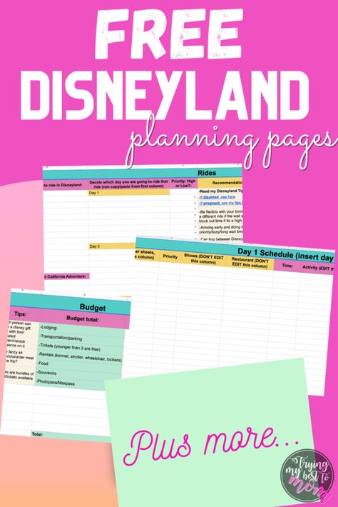 Disneyland Budget Worksheet, Disneyland Planning Printables Free, Disneyland Planner, Disneyland Itinerary, Disneyland Trip Planning, Disneyland Family, Disneyland Planning, Pet Project, Trip To Disneyland