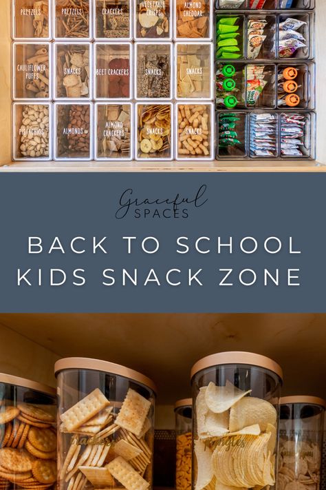 Snack Drawers In Pantry, Snack Food Organization, Cracker Organization, Snacks Corner Ideas, Kitchen Snack Storage Ideas, Cracker Storage Ideas, Snack Organization Ideas Small Space, Snack Cupboard Organization, Snack Corner Ideas