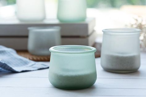 Sea Glass Painted Pots | Oui by Yoplait Oui Crafts, Oui Jar Crafts, Oui Jars, Oui Yogurt, Yoplait Yogurt, Yogurt Jars, Crafts With Glass Jars, Diy Jar Crafts, Diy Home Decor Crafts