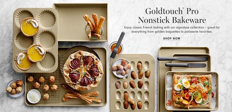 Shop Goldtouch Bakeware > Mini Tart Pans, Sheet Pans, Mini Loaf Pan, Corn Cakes, Mini Tart, Tart Pan, Drop Cookies, Baking Set, Pan Set