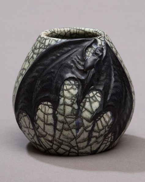 Call of the Bat Ceramic Pottery Vase - Bat Ceramic, Reptile Crafts, Ephraim Pottery, Ceramic Pottery Vase, Ceramics Pottery Vase, Pottery Handmade, Season Of The Witch, Miniature Crafts, Gothic Decor