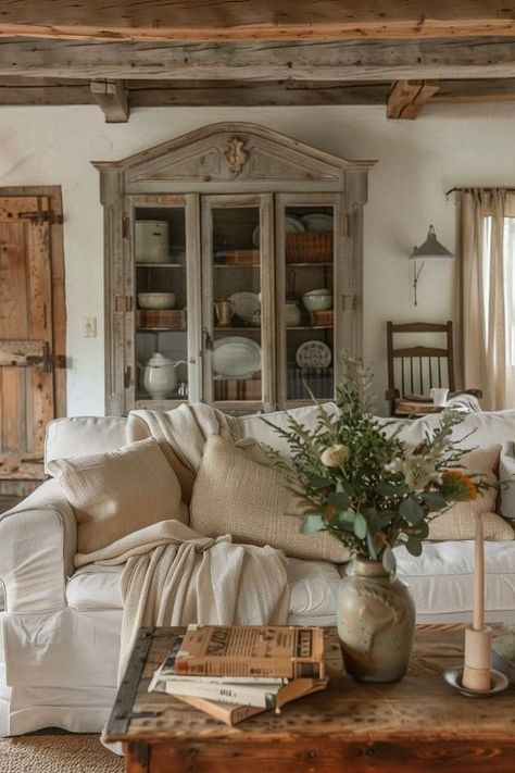 French Country, Cottage & Farmhouse | Rustic, vintage and cozy 🤎 | Facebook Rustic French Country Living Room, Condo Aesthetic, Cozy Vintage Living Room, Aesthetic Living Room Ideas, French Cottage Living Room, French Country Aesthetic, French Style Living Room, Aiken Sc, 40 Aesthetic