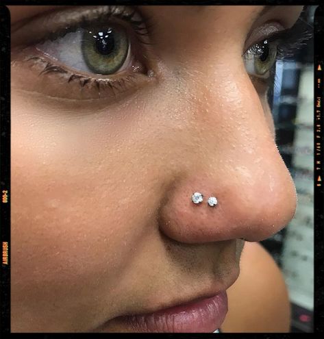 Double Nose Piercing Dubble Sided Nose Piercing, Nose Piercing Two On One Side, Double Nose Piercing On One Side, Triple Nose Piercing Different Sides, 2 Nose Piercings On One Side, Two Nose Piercings On One Side, Double Stud Nose Piercing, Two Nose Piercings On Both Sides, 2 Nose Piercings On Each Side