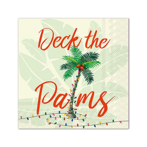 IHR+Deck+The+Palms+Paper+Cocktail+Napkins Palm Tree Christmas Lights, Christmas Luau, Tropical Xmas, Deck The Palms, Beach Christmas Decorations, Decorative Paper Napkins, Christmas Palm Tree, Napkins Christmas, Christmas Paper Napkins