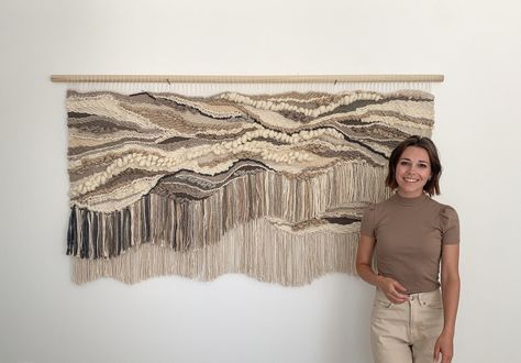 Fiber Art Wall Hanging, Handwoven Tapestry, Textile Wall Art, Woven Wall Art, Brown Wall Art, Weaving Textiles, Weaving Art, Woven Wall Hanging, Textured Wall Art