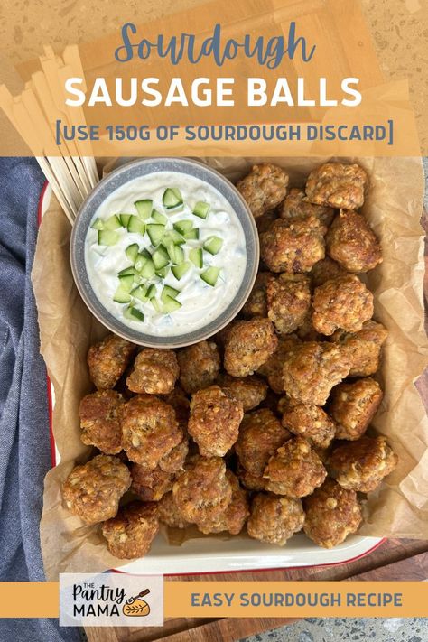 Sourdough sausage balls are the perfect appetiser with pork sausage and 150g of sourdough discard or sourdough starter to create flavor. Sausage Ball, Sausage Appetizers, Italian Recipes Appetizers, Sausage Balls Recipe, Discard Recipe, Honey Mustard Dipping Sauce, Mustard Dipping Sauce, Sourdough Starter Discard Recipe, Sourdough Starter Recipe