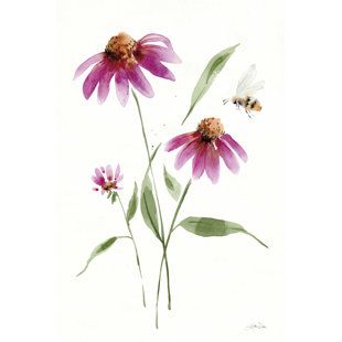 Painting Flowers With Acrylics, Spring Watercolor Flowers, Wildflower Painting Easy, Coneflower Cards, Watercolour Poppies, V Art, Watercolor Wildflowers, Watercolor Flower Art, Canvas Easy