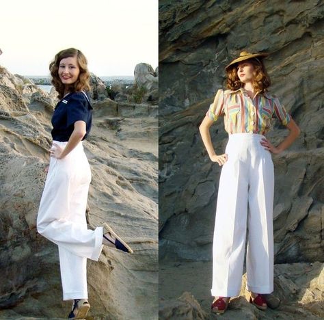 I'm Going "Durrells" For the Summer | American Duchess: Feathers, Finery & Frippery of the 18th Century | Bloglovin’ 1930s Trousers, American Duchess, Trousers Pattern, Patron Vintage, Smooth Sailing, Vintage Trousers, 1930s Fashion, Clothes Sewing Patterns, Baggy Pants