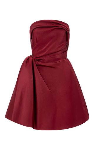 Strapless Silk Faille A Line Dress by OSCAR DE LA RENTA for Preorder on Moda Operandi Burgundy Short Dress, Vestidos Oscar, Red A Line Dress, Cocktail Dress Red, Burgundy Cocktail Dress, Strapless Dresses Short, Strapless Cocktail Dress, Red Strapless Dress, A Line Cocktail Dress