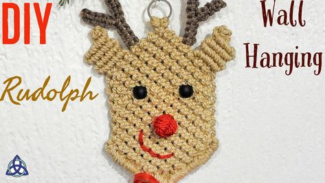 How to Make Rudolph Ornament | Macrame Christmas Wall Hanging DIY #macramemagicknots #macrame #howtomakearudolphornament #rudolph #ornament #christmas #wallhanging #decoration #diy #kids #crafts #handmade #howtomacramewallhanging #macramechristmasornaments #macramewallhanging #diyrudolph #diyrudolphornament #macrameornament #christmasornamentdecoration #christmasornamentsdiy #diychristmas #christmasdiy #walldecoration #roomdecor #pattern Diy Kids Crafts, Christmas Macrame, Hanging Diy, Macrame Bracelet Patterns, Rudolph Christmas, Macrame Christmas, Crafty Christmas, Macrame Wall Hanging Diy, Christmas Wall Hangings