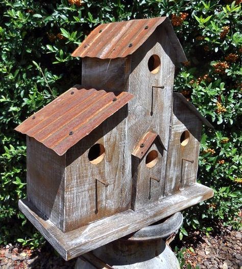 40 Beautiful Bird House Designs You Will Fall In Love With - Bored Art Antique Ceiling Tile, Barn Birdhouses, Birdhouses Rustic, Bird House Feeder, Rustic Birdhouse, Wooden Bird Houses, Bird House Plans, Unique Bird Houses, Bird House Kits