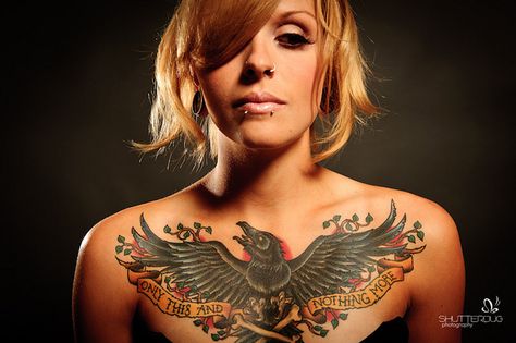 raven tattoos | Raven Tattoo | Flickr - Photo Sharing! Serpent Tattoo, Crow Tattoo, Raven Tattoo, Tattoo Photography, Chest Piece Tattoos, Chest Tattoos For Women, Eagle Tattoos, Just Ink, Chest Tattoos