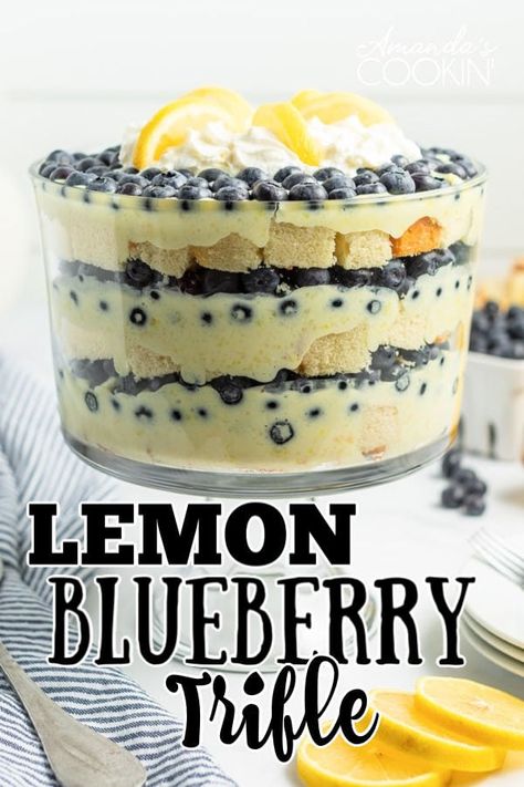 Lemon Blueberry Trifle, Summer Trifle, Blueberry Trifle, Trifle Bowl Recipes, Trifle Dessert Recipes, Desserts Ideas, Easter Desserts, Trifle Desserts, Blueberry Desserts