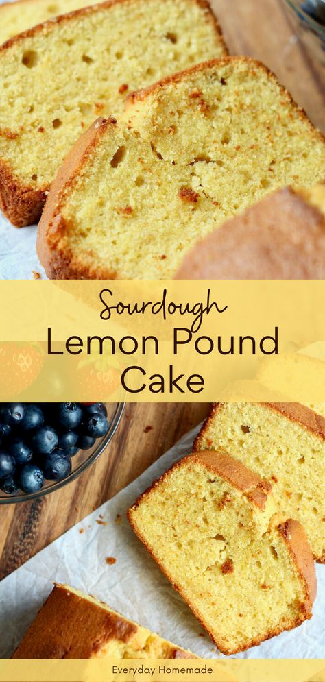 Try this quick and easy Sourdough Lemon Pound Cake recipe! Use your sourdough starter discard to make a moist, tender loaf bursting with lemon flavor. Perfect for spring and summer desserts, this simple lemon bread is soft with a dense crumb. Add an optional lemon glaze or turn it into a delicious trifle. Sourdough Loaf Cake, Sourdough Discard Lemon Loaf, Sourdough Lemon Loaf, Sourdough Pound Cake, Sourdough Pound Cake Recipe, Lemon Sourdough, Sourdough Cake, Sourdough Lemon, Homemade Sourdough Bread Recipes