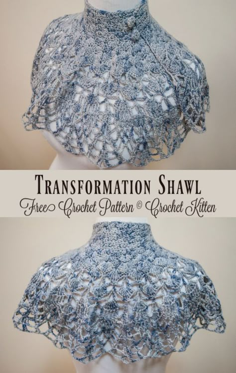 Transformation Shawl Crochet Free Pattern - Crochet & Knitting Alt Crochet Patterns Free, Crochet Nerdy Patterns, Crochet Circular Shawl, Crochet Lace Shawl Pattern Free, Victorian Crochet Patterns, Bridal Shawl Crochet, Nerdy Crochet, Lace Crochet Patterns, Victorian Crochet