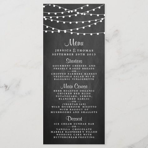 The String Lights On Chalkboard Wedding Collection Menu #wedding #menu #cards #wedding #menu #Menu #menu #wedding #weddingmenu #floral #rustic #boho #floral #modern #watercolor #reception Catering Menu Design, Wedding Menu Chalkboard, Hanging Lights Wedding, Chalkboard Restaurant, Twinkle Lights Wedding, Chalk Menu, Blackboard Wedding, Blackboard Menu, Menu Chalkboard