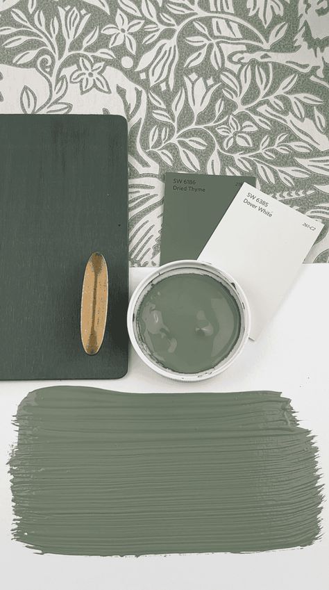 Sherwin Williams Dried Thyme Design Board Sherwin Williams Dried Thyme, Mudroom Paint, Quiet Moments Benjamin Moore, House Color Schemes Interior, Palladian Blue Benjamin Moore, Paint Combos, Chip Ideas, Wallpaper Hanging, Paint House