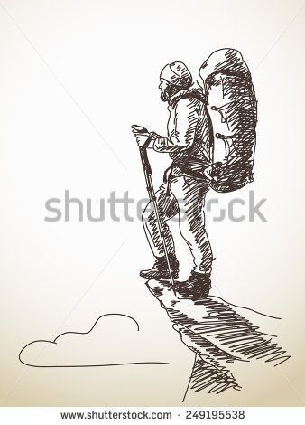 Sketch Of Man, Top Of Mountain, Simple Face Drawing, Big Backpack, Movement Drawing, Plant Sketches, Human Sketch, Boat Drawing, Mountain Drawing