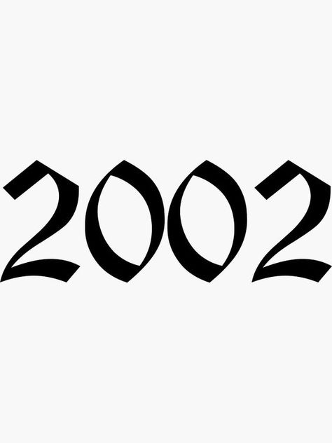 2002 old english font  Sticker for Sale by wmillustration Fonts for tattoos #fontsfortattoos tattoo #tattoo tattoos #tattoos fonts #fonts font #font 8.219 2002 Font, Word Tattoos On Wrist, Name Tattoos On Finger, Latin Quote Tattoos For Women, Cursive Fonts For Tattoos, Tattoos Rib Cage, Tattoos For Men On Chest, Rib Cage Tattoos For Women, Different Types Of Fonts