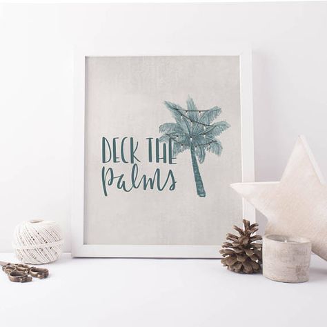 Deck The Palms, Beach Christmas Tree, Christmas Tree Wall Art, Beach Christmas Trees, Christmas At The Beach, Coastal Christmas Tree, Southern Christmas, Coastal Christmas Decor, Florida Christmas