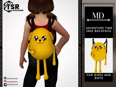 Ts4 Adventure Time Cc, Sims 4 Cc Adventure Time, Sims 4 Cc Backpack, Sims 4 Backpack Cc, Around The Sims 4, Adventure Time Jake, Puppy Backpack, Sims 4 Piercings, Sims 4 Cc Kids Clothing