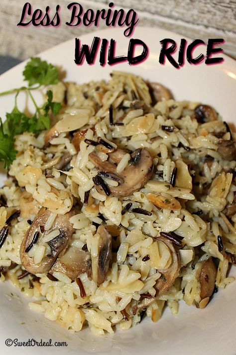 Less Boring Wild Rice is easy and delicious. Wild Rice Recipes Side Dishes, Rice Recipes Side, Wild Rice Recipes, White Rice Recipes, Wild Rice Casserole, Rice Side Dish Recipes, Cooking Wild Rice, Vegan Potato Salads, Rice Side