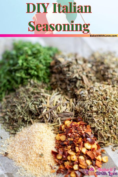 A homemade seasoning mix full of traditional Italian flavor! Diy Italian Seasoning, Italian Seasoning Recipe, Homemade Italian Seasoning, Homemade Dry Mixes, Spice Blends Recipes, Spice Mix Recipes, Diy Spices, Seasoning Recipe, Italian Spices