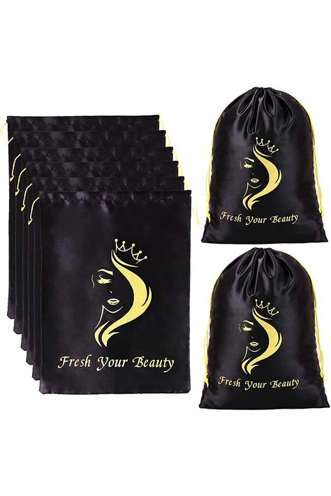 Silk Satin Bags Hair Packaging Bags For Bundles Soft Silk Satin Pouches with Drawstring Wigs Bags Hair Tools Storage Bags for Home and Salon Use (6 PCS Black) Hair Tools Storage, Wig Packaging, Hair Tool Storage, Wig Business, Hair Packaging, Wig Colors, Tools Storage, Packaging Bags, Braid In Hair Extensions