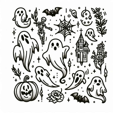 Halloween Flash, Flash Designs, Flash Design, Spooky Tattoos, Halloween Tattoos, Fine Line, Cute Tattoos, Tattoo Ideas, Flash