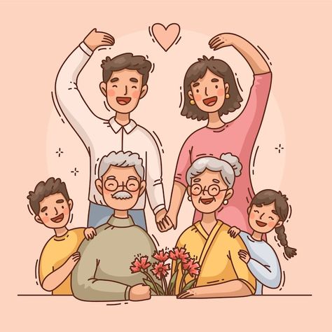 Parents Illustration, Grandparents Day Cards, Family Drawing, English Fun, Concept Development, Cross Roads, Parents Day, Family Illustration, Grandparents Day