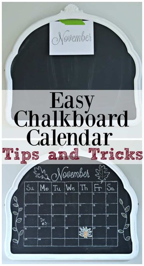 Easy Chalkboard Calendar Tutorial | chatfieldcourt.com November Chalkboard Art Calendar, Chalkboard Paint Kitchen, Paint Calendar, Chalkboard Wall Kitchen, Chalkboard Wall Bedroom, Chalkboard Projects, Chalkboard Wall Art, Chalkboard Calendar, Kitchen Chalkboard