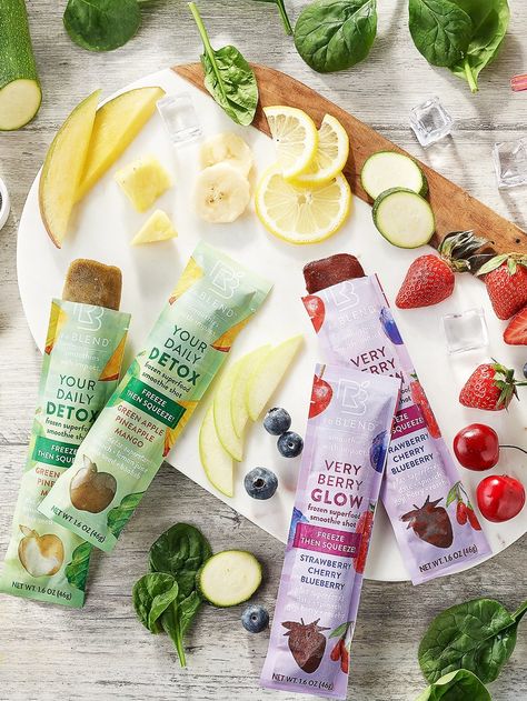 Farmers Market Design, Meal Delivery Packaging, Fiber Drink, Healthy Food Branding, Dairy Free Products, Smoothie Pops, Avocado Burger, Healthy Brands, Healthy Fruit Smoothies