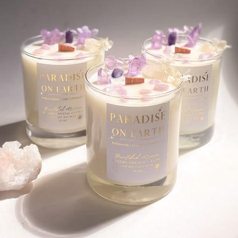 Gemstone Candles, Summer Candle, Kiwi Strawberry, Boho Candle, Candle Melts, Crystals Amethyst, Homemade Scented Candles, Boutique Studio, Candle Projects