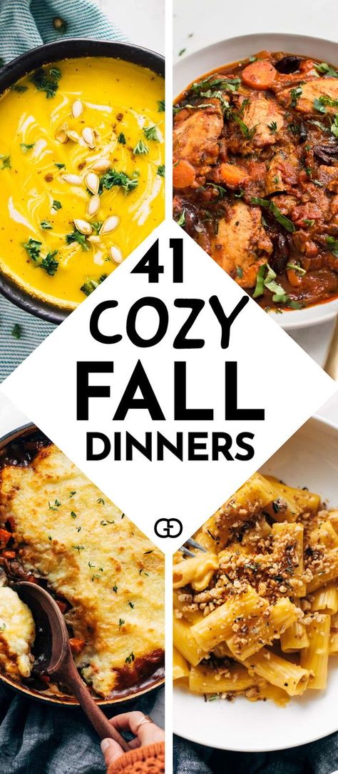 From pumpkin to carrots, from fall soups to comforting pasta, these incredibly easy fall dinner ideas are ready in no time and will warm up your evenings. The perfect fall recipes for a cozy night in! #falldinnerrecipes #fall #fallrecipes #falldinnerideas #fallsoups #dinner #dinnerrecipes Autumn Food Recipes, Easy Fall Dinner Ideas, Easy Fall Dinner, Healthy Fall Dinner, Fall Dinner Ideas, Easy Fall Dinners, Cozy Fall Recipes, Comfort Pasta, Fall Fun Food