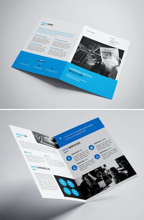 Company Bi-Fold Brochure Template PSD Bi Fold Brochure Design, Bifold Brochure Design, Company Brochure Design, Brochure Design Layout, Brochure Template Psd, Graphic Design Brochure, Best Advertising, Annual Report Design, Bi Fold Brochure