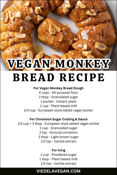 Vegan Monkey Bread Recipe Vegan Monkey Bread, Egg And Bread Recipes, Monkey Bread Recipe, Vegan Baking Recipes, Sweet Cravings, Monkey Bread, Instant Yeast, Weekend Brunch, Vegan Butter