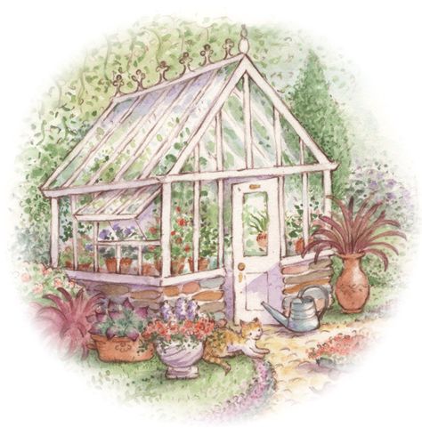 Green House Watercolor, Green House Drawing Sketch, Green House Sketch, Green House Painting, Green House Drawing, Green House Illustration, Greenhouse Drawing, Colorful Flowers Arrangements, Cowboy Wall Art