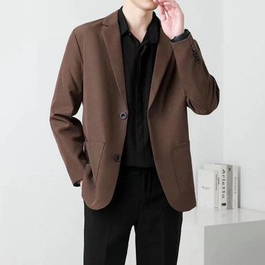 Blazer Korean Style, Mens Dress Jackets, Black Blazer Men, Men Office, Casual Suit Jacket, Jacket Korean, Winter Fashion Jackets, Blazer Men, Mens Office