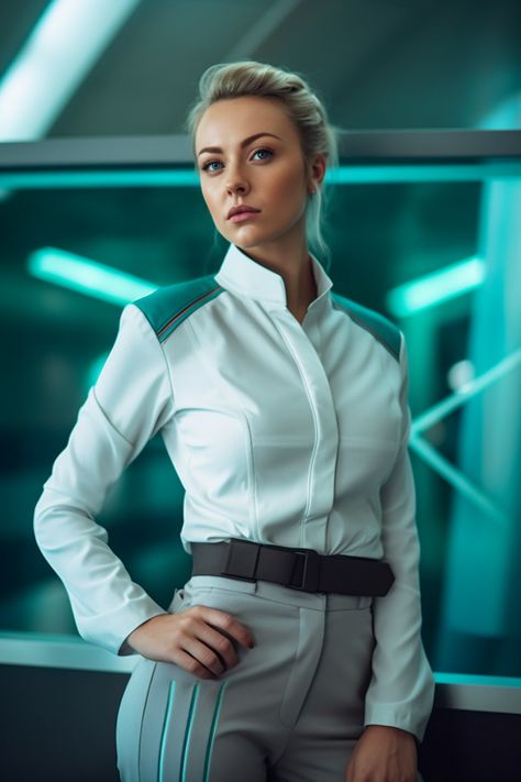 Scientist Woman Character, Female Scientist Character Design, Sci Fi Character Concept Art, Futuristic Uniform, Traveller Character, Futuristic Laboratory, Sci Fi Doctor, Woman Scientist, Fate And Destiny