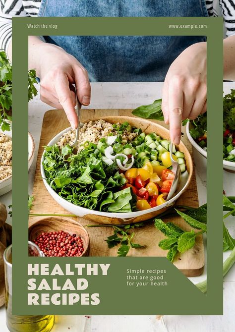 Food Poster Design, Food Poster, Healthy Salads, Text Design, Healthy Salad Recipes, Poster Template, Salad Recipes, Salad, Healthy Recipes