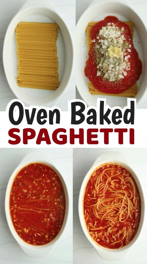 Recipes With Spaghetti Noodles, Oven Baked Spaghetti, No Boil Pasta, Baked Spagetti, How To Cook Noodles, Toaster Oven Recipes, Baked Spaghetti Recipe, Cooking Spaghetti, Make Pasta