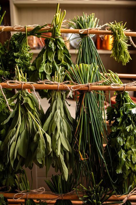 Indoor Clothes Drying Rack, Eating Seasonally, Herb Drying, Herbal Witch, Self Sufficient Living, Making Cheese, Preserving Herbs, Drying Room, Cottage Garden Ideas