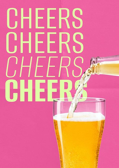 Cheers  poster template, editable text & design | premium image by rawpixel.com / Hein Cheers Poster, Template Restaurant, Cheer Posters, Creative Fonts, Poster Ideas, Best Templates, Text Effects, Text Design, Online Tools