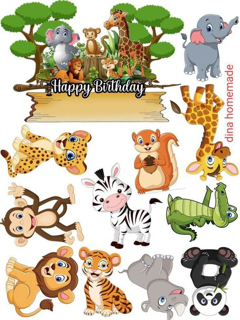 Zoo Cake Topper, Cricket Theme Cake, Jungle Safari Cake, Zoo Cake, Jungle Theme Cakes, Jungle Theme Birthday Party, Diy Cake Topper Birthday, Safari Animals Birthday, Photo Cake Topper