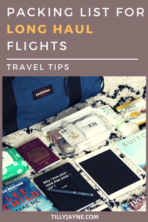 Packing tips and hacks for what to bring when you have a long international flight and only one carry on suitcase or backpack. Here are my long haul flight essentials!    #packingtips #carryonluggage #longhaulflighttips #longflightessentials Luggage Packing List, Long Haul Flight Tips, Long Haul Flight Essentials, Surviving Long Flights, What To Pack For Vacation, Long Haul Flights, Carryon Luggage, International Flight, Flight Essentials