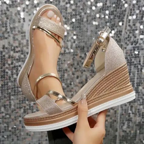 Temu | Explore the Latest Clothing, Beauty, Home, Jewelry & More Rose Gold Shoes, Women Wedges, Orthopedic Shoes, Wedges Sandals, Sandal Platform, Faux Leather Heels, High Heel Wedges, Super High Heels, Heels & Wedges