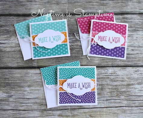 Naptime is Stamptime: 3 x 3 Bright Birthday Cards 3x3 Cards, Designer Series Paper, Cards Ideas, Stamping Up Cards, Card Layout, Polka Dot Pattern, Birthday Fun, Stamping Up, Simple Cards