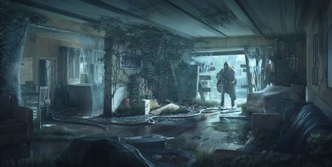 ArtStation - Abandoned house, Artem Sidorov Abandoned House Concept Art, Apocalypse Environment, Apocalypse Vibes, Apocalypse House, Fantasy Samurai, Apocalypse Landscape, Apocalypse Aesthetic, Post Apocalyptic Art, Apocalypse Art