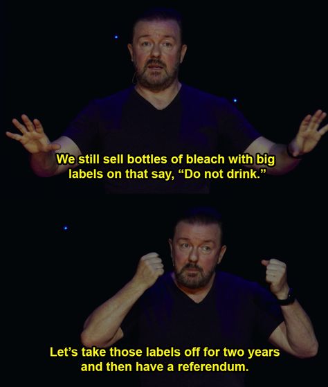 Ricky is back. Watch his newest stand-up special, Ricky Gervais: Humanity, now, only on Netflix. Save Animals Quotes, Ricky Gervais Quotes, Comedy Actors, Ricky Gervais, Comedy Quotes, British Comedy, In My Feelings, After Life, Funny As Hell