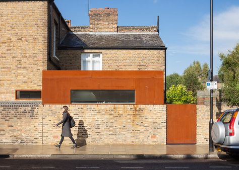 London Fields Extension by HÛT Corten Steel Extension, Paddington House, Victorian Extension, Metal Architecture, Weathered Steel, Rusted Steel, Steel Cladding, London Fields, House In London